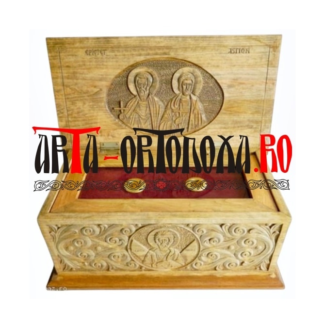 raclă cu sfinți sculptați